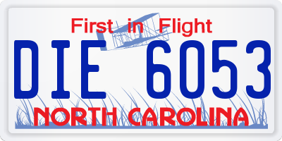 NC license plate DIE6053