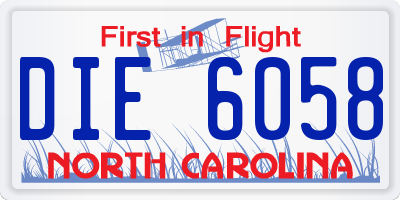 NC license plate DIE6058