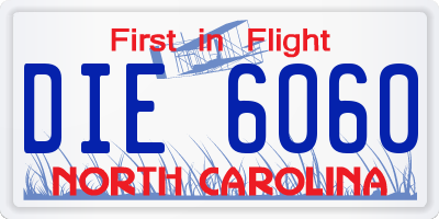 NC license plate DIE6060