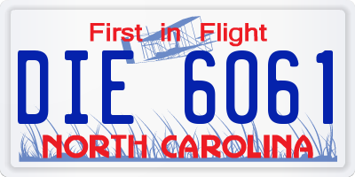 NC license plate DIE6061