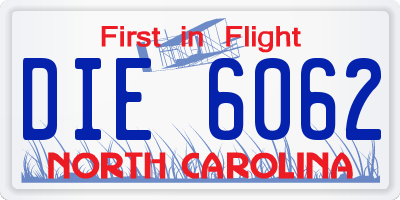 NC license plate DIE6062