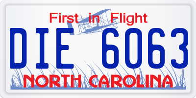 NC license plate DIE6063