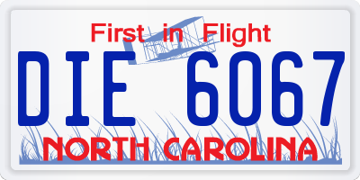 NC license plate DIE6067