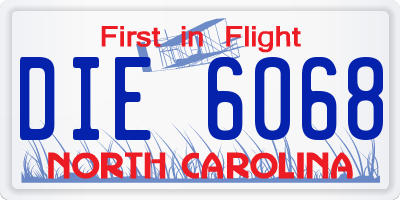 NC license plate DIE6068