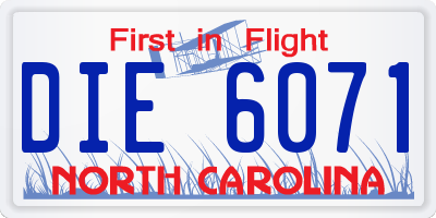 NC license plate DIE6071