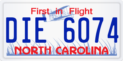 NC license plate DIE6074