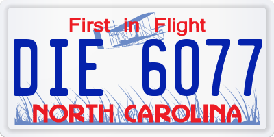 NC license plate DIE6077