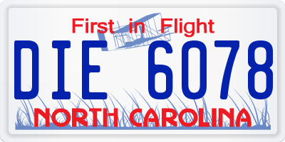 NC license plate DIE6078