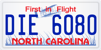 NC license plate DIE6080