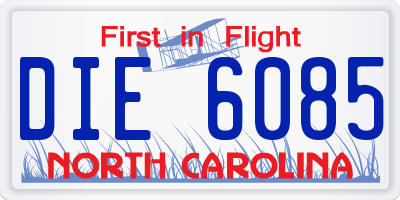 NC license plate DIE6085