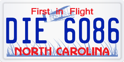 NC license plate DIE6086