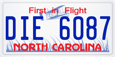 NC license plate DIE6087