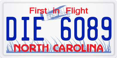 NC license plate DIE6089