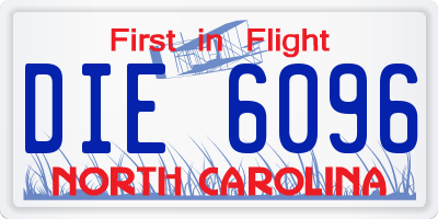 NC license plate DIE6096