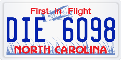 NC license plate DIE6098