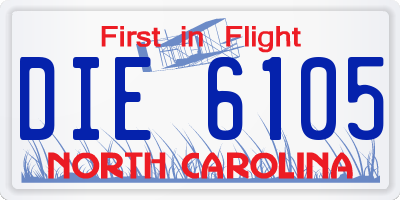 NC license plate DIE6105