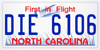 NC license plate DIE6106