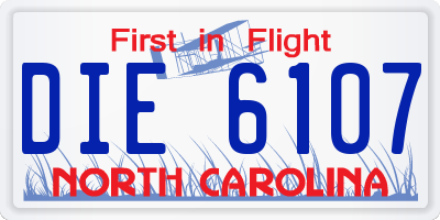 NC license plate DIE6107