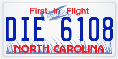 NC license plate DIE6108