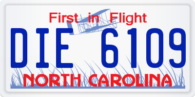 NC license plate DIE6109