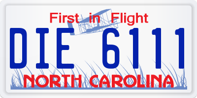 NC license plate DIE6111