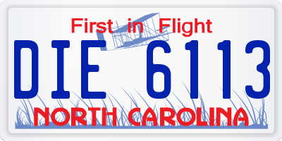 NC license plate DIE6113