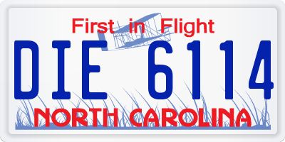 NC license plate DIE6114