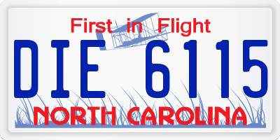 NC license plate DIE6115