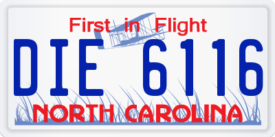 NC license plate DIE6116