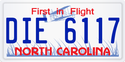NC license plate DIE6117