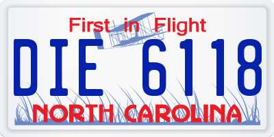 NC license plate DIE6118