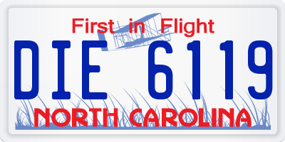 NC license plate DIE6119