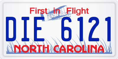 NC license plate DIE6121