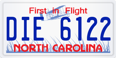 NC license plate DIE6122