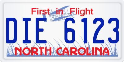 NC license plate DIE6123