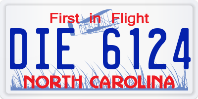 NC license plate DIE6124