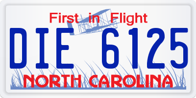 NC license plate DIE6125