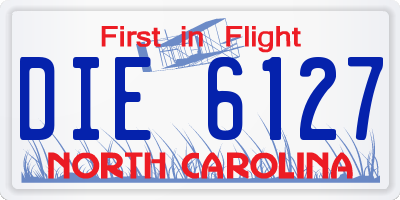 NC license plate DIE6127
