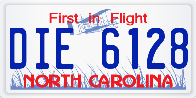 NC license plate DIE6128