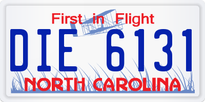 NC license plate DIE6131