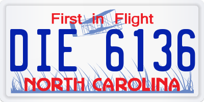 NC license plate DIE6136