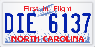 NC license plate DIE6137