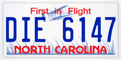 NC license plate DIE6147