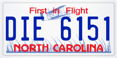 NC license plate DIE6151