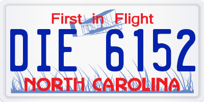 NC license plate DIE6152