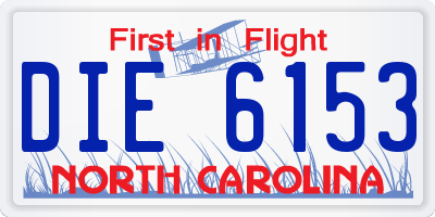 NC license plate DIE6153