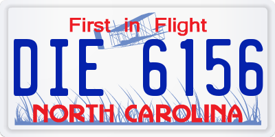 NC license plate DIE6156