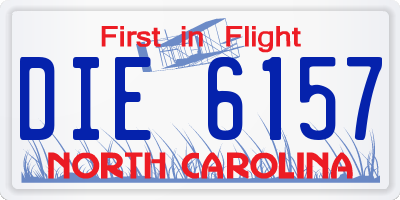 NC license plate DIE6157