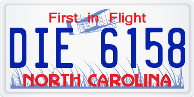 NC license plate DIE6158