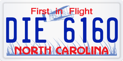 NC license plate DIE6160